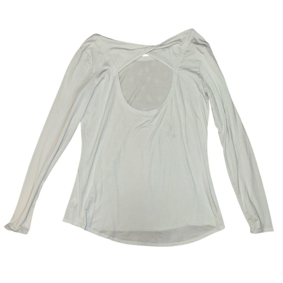 Athleta light blue long oval open back long sleeve women’s size medium - Picture 1 of 7